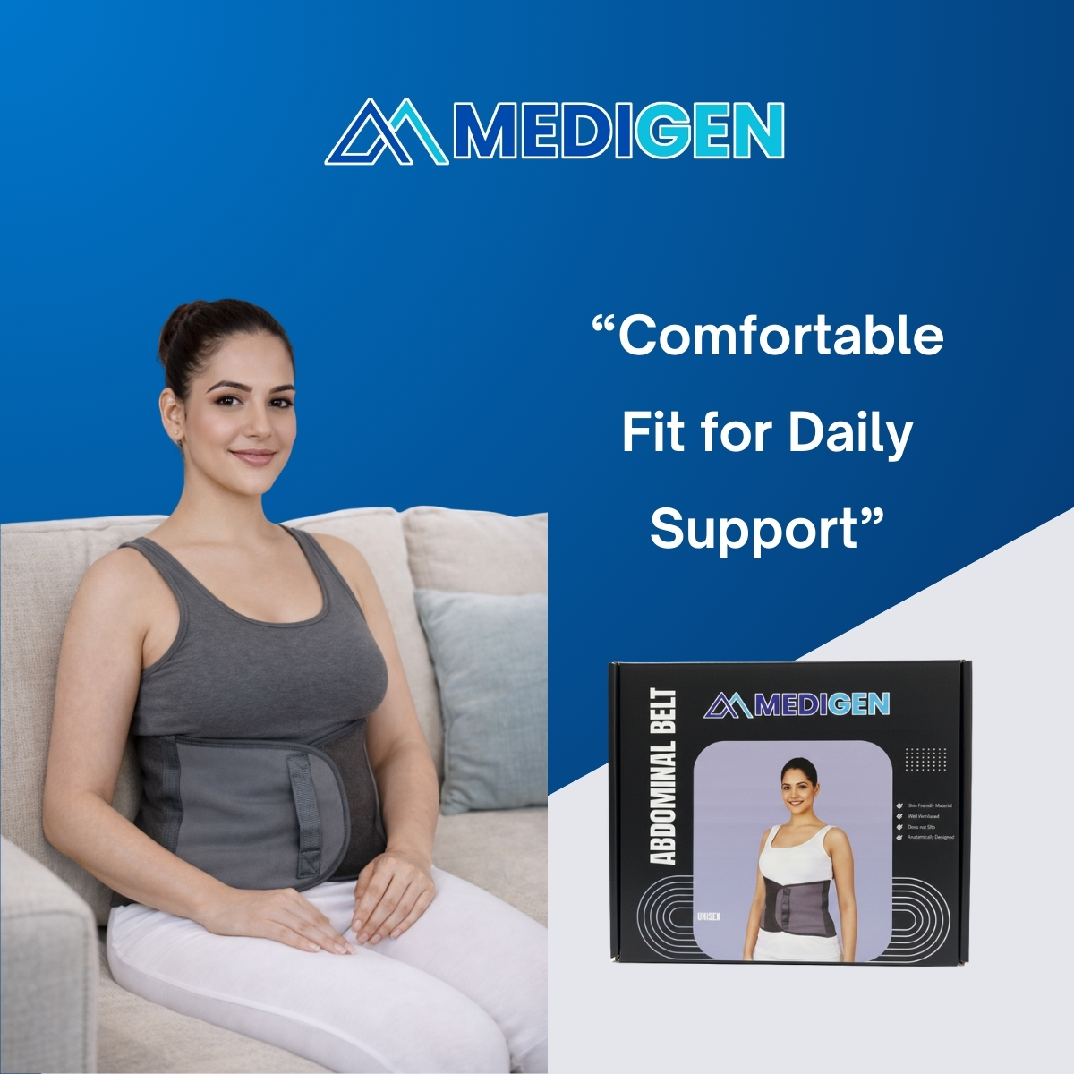Orthopedic abdominal support belt for recovery care