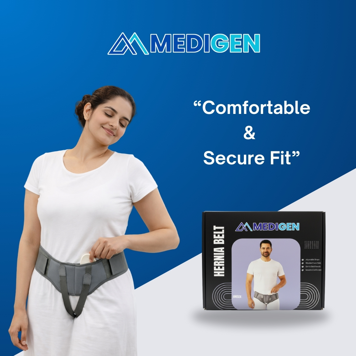 Orthopedic hernia support belt with adjustable straps