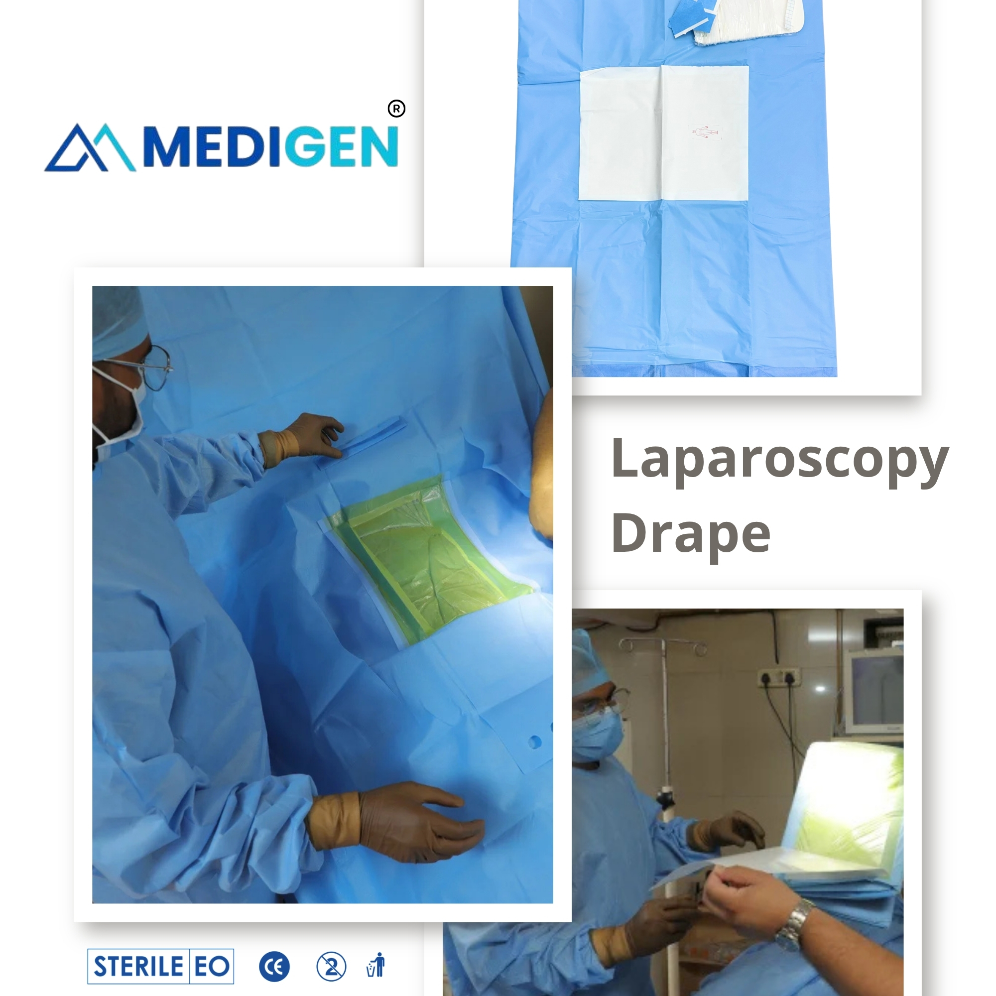 Disposable sterile laparoscopy drape for surgical use