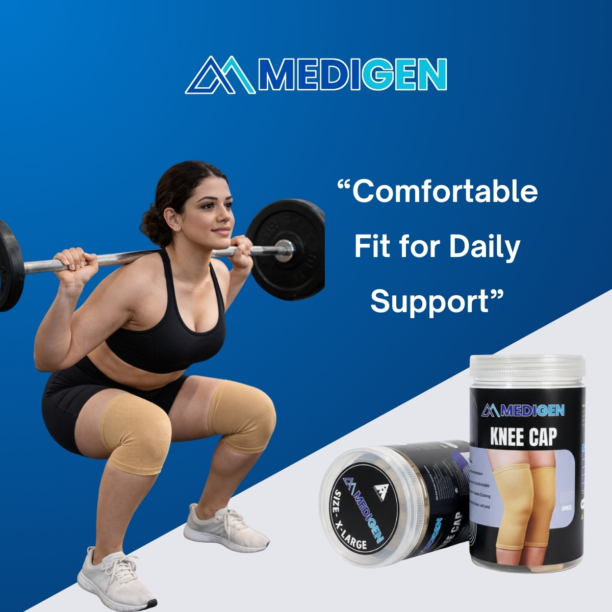 Stretchable knee cap compression sleeve for comfortable fitting