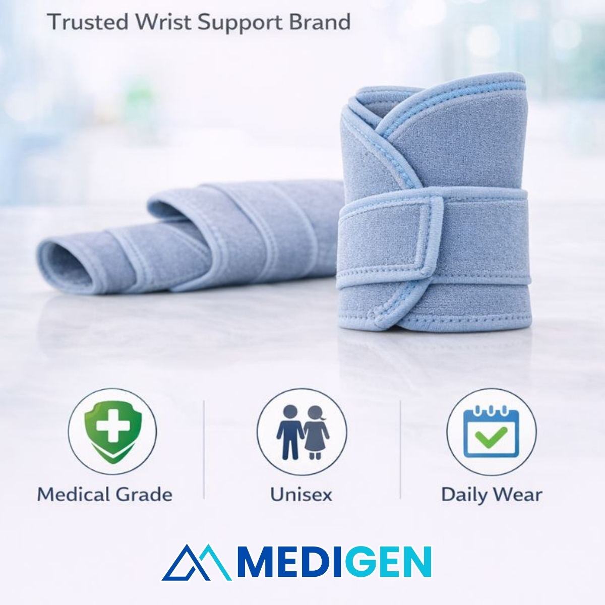 Medical grade wrist support with thumb stabilization