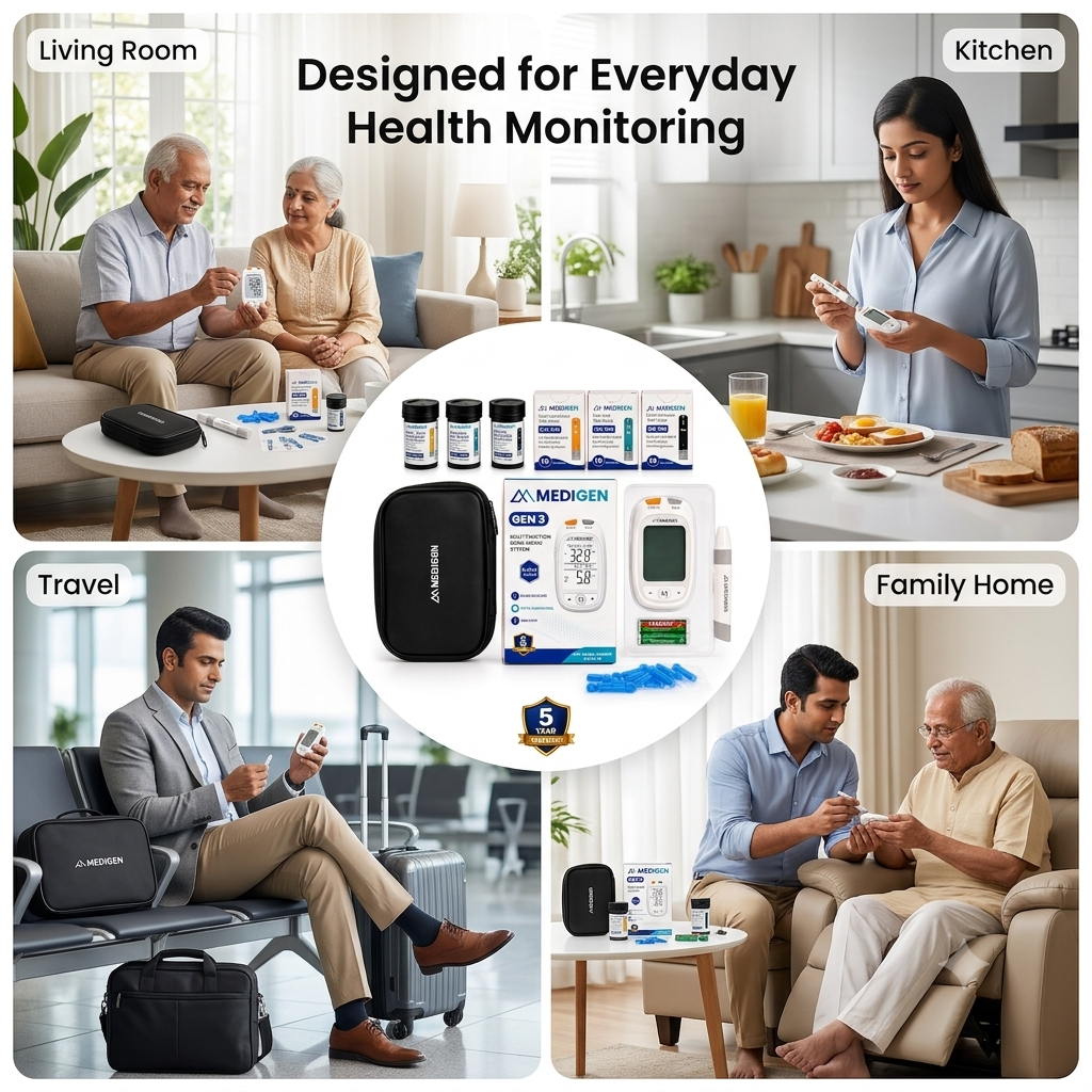 MEDIGEN GEN3 Health Monitoring Starter Kit | 3-in-1 Blood Glucose, Total Cholesterol & Uric Acid Monitoring System - Image 4