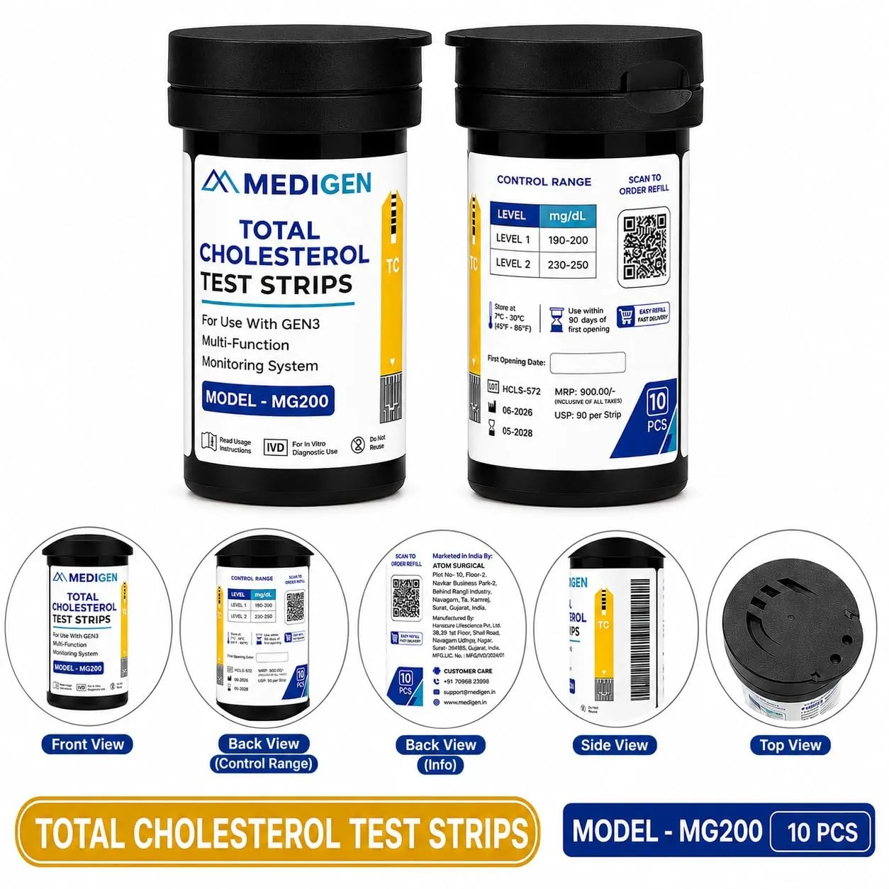MEDIGEN Total Cholesterol Test Strips (10 Strips) MG-200 – Accurate Cholesterol Monitoring Strips - Image 3