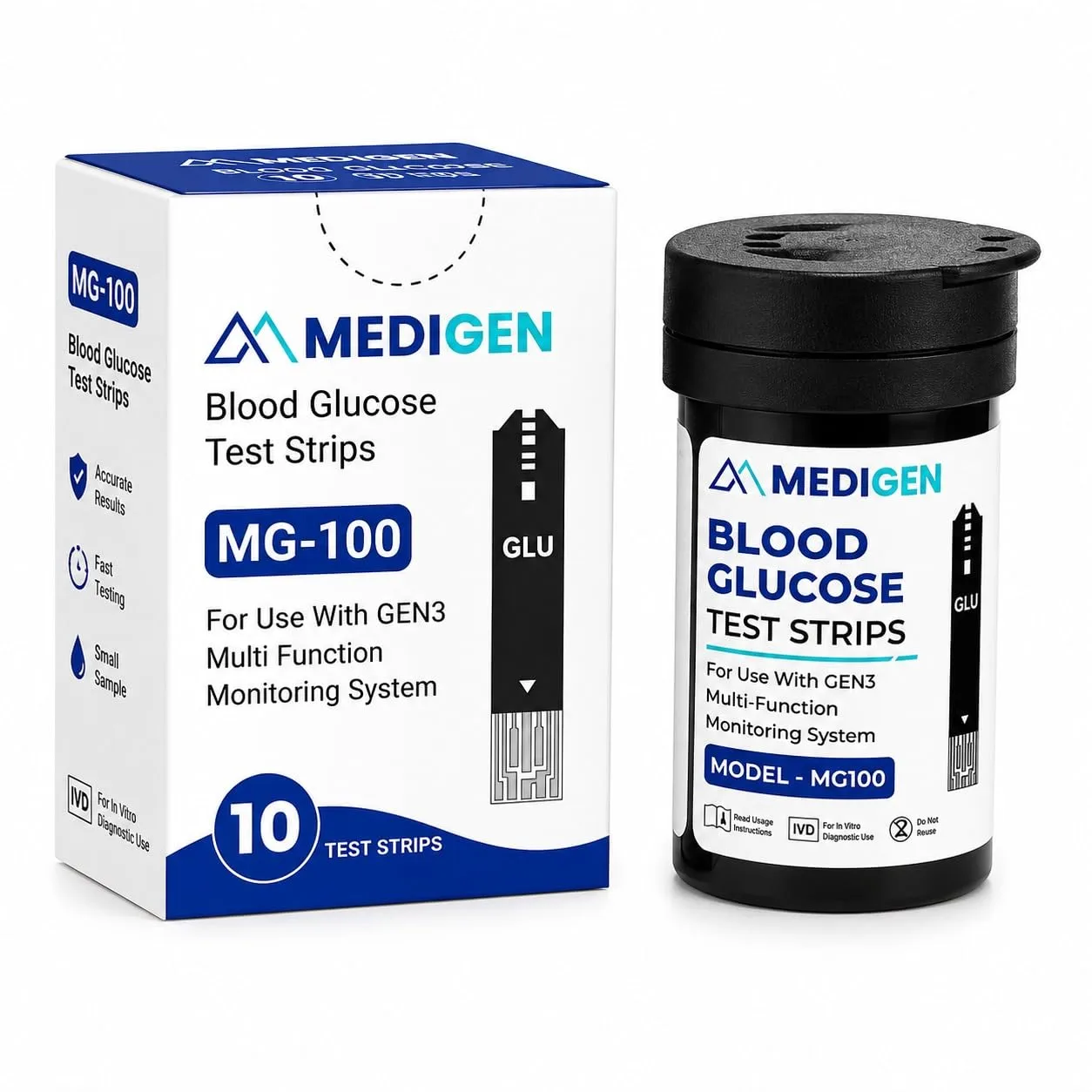 MEDIGEN Blood Glucose Test Strips 10 Strips