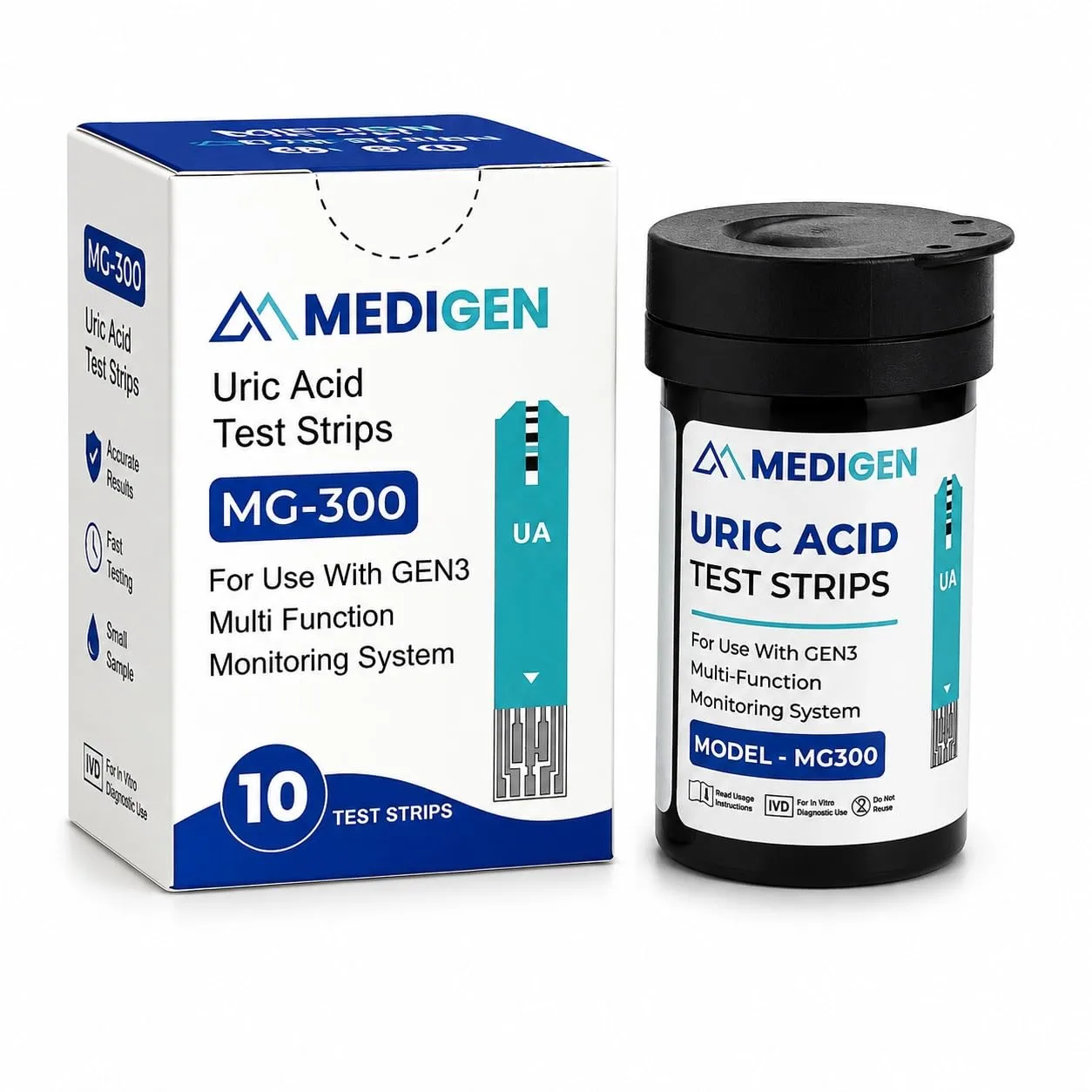 MEDIGEN Uric Acid Test Strips (10 Strips) MG-300 – Accurate Uric Acid Monitoring Strips - Image 2