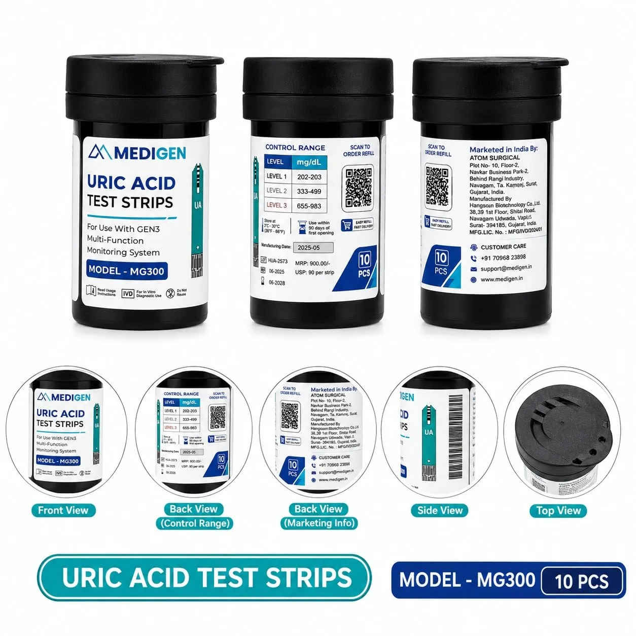 MEDIGEN Uric Acid Test Strips (10 Strips) MG-300 – Accurate Uric Acid Monitoring Strips - Image 3